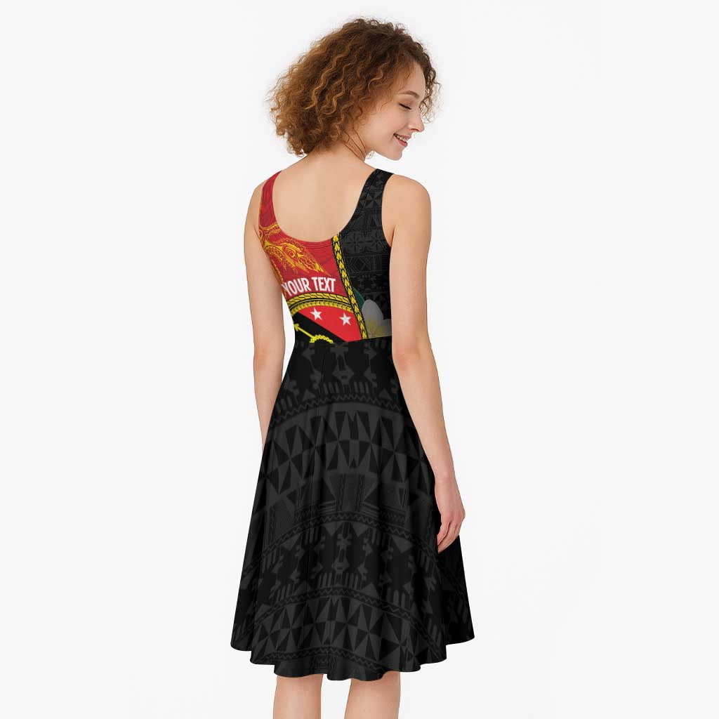 Personalised PNG Sauten Hailans Midi Dress Papua New Guinea Plumeria Melanesian Pattern LT14 - Polynesian Pride