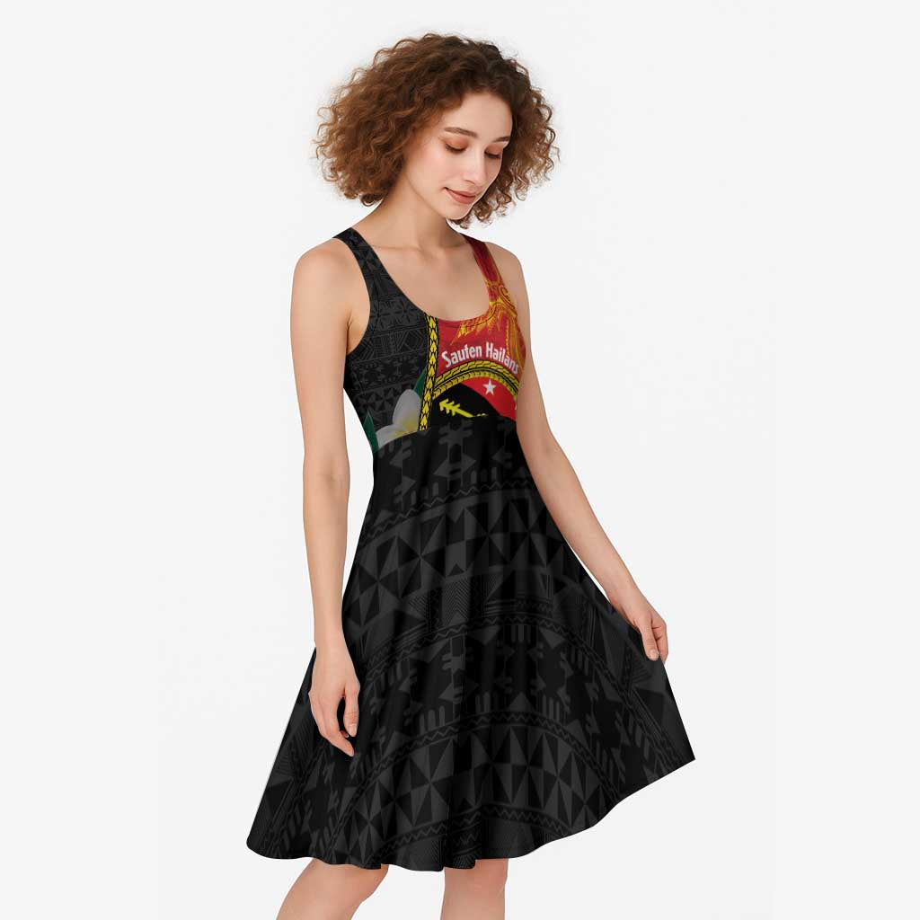 Personalised PNG Sauten Hailans Midi Dress Papua New Guinea Plumeria Melanesian Pattern LT14 - Polynesian Pride