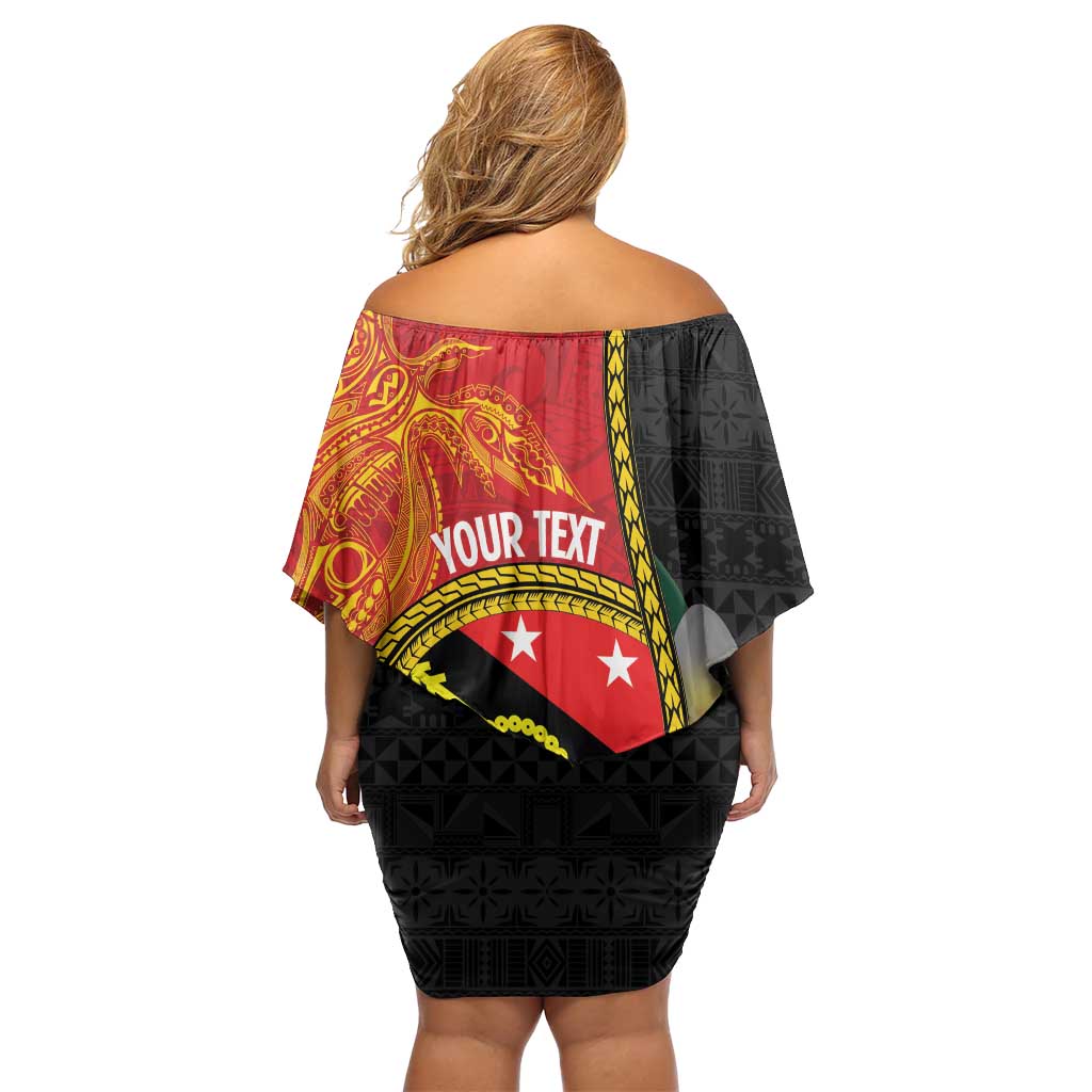 Personalised PNG Sauten Hailans Off Shoulder Short Dress Papua New Guinea Plumeria Melanesian Pattern LT14 - Polynesian Pride