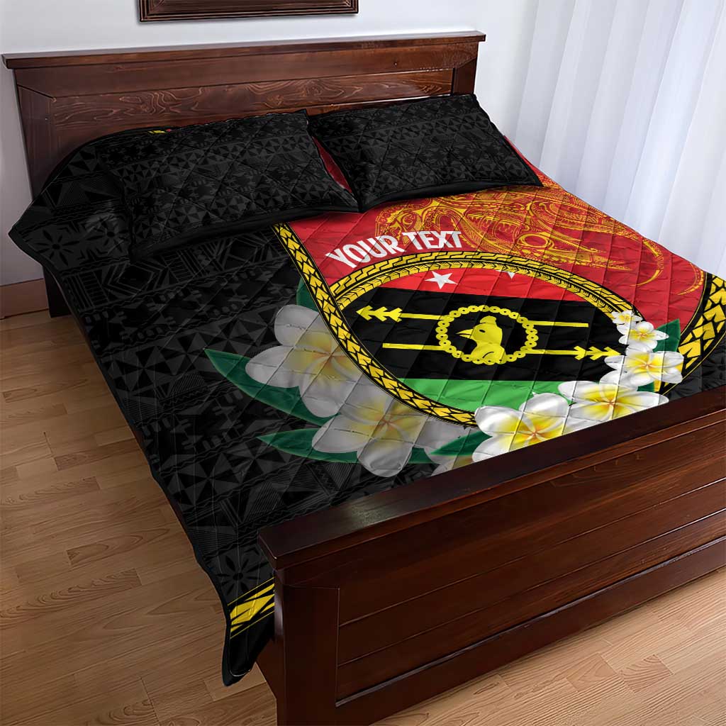 Personalised PNG Sauten Hailans Quilt Bed Set Papua New Guinea Plumeria Melanesian Pattern - Polynesian Pride