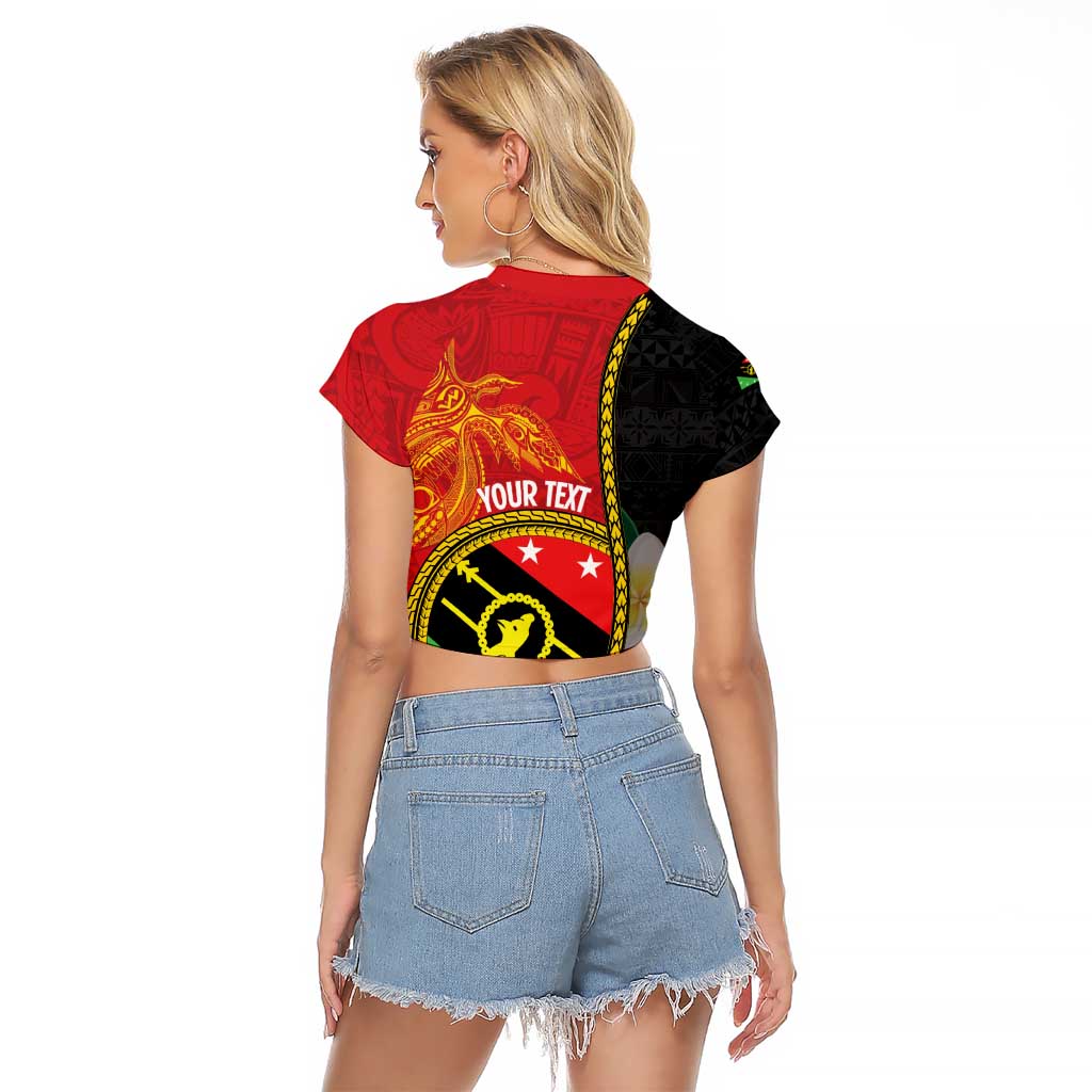 Personalised PNG Sauten Hailans Raglan Cropped T Shirt Papua New Guinea Plumeria Melanesian Pattern LT14 - Polynesian Pride
