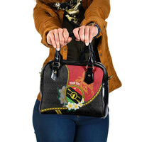 Personalised PNG Sauten Hailans Shoulder Handbag Papua New Guinea Plumeria Melanesian Pattern - Polynesian Pride
