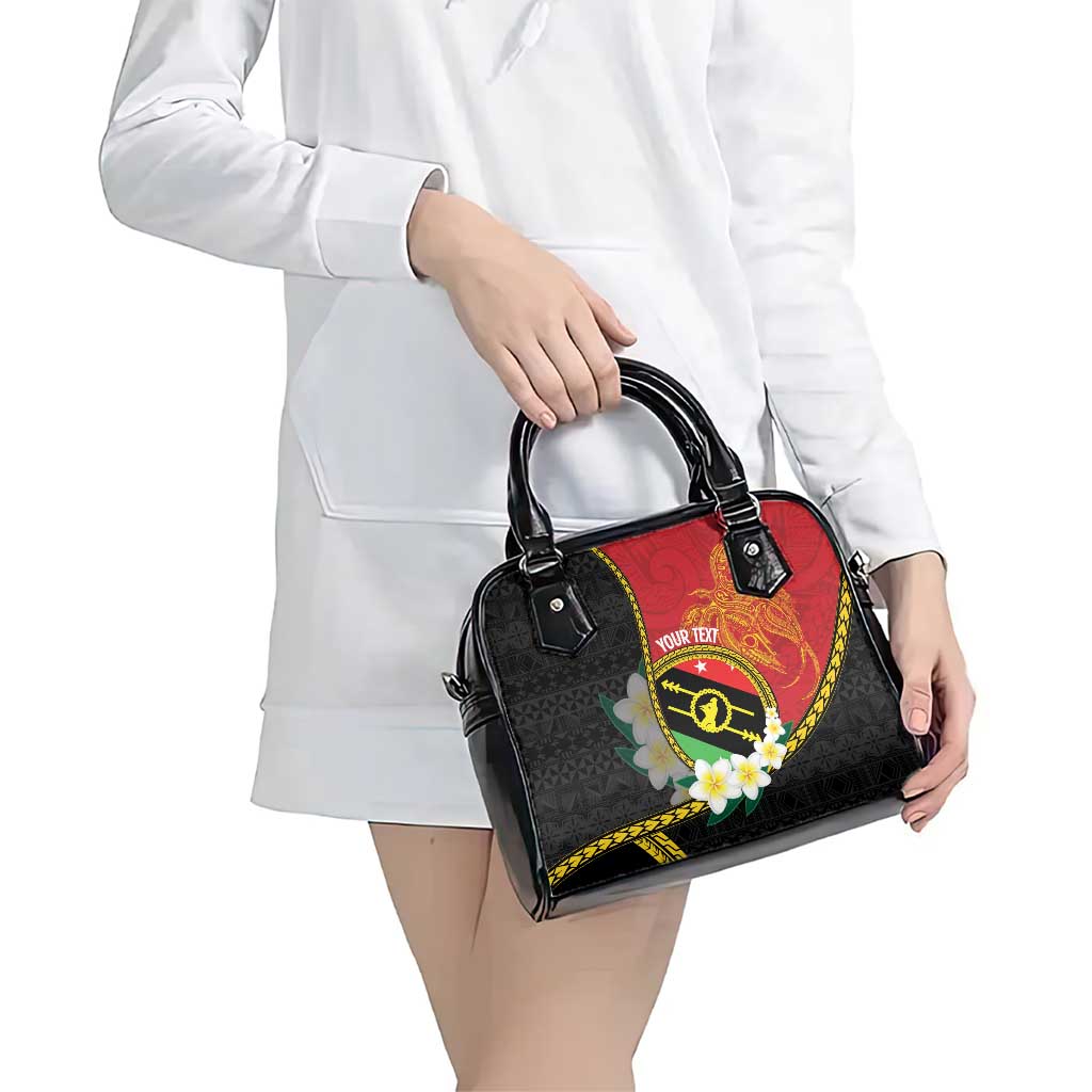 Personalised PNG Sauten Hailans Shoulder Handbag Papua New Guinea Plumeria Melanesian Pattern - Polynesian Pride