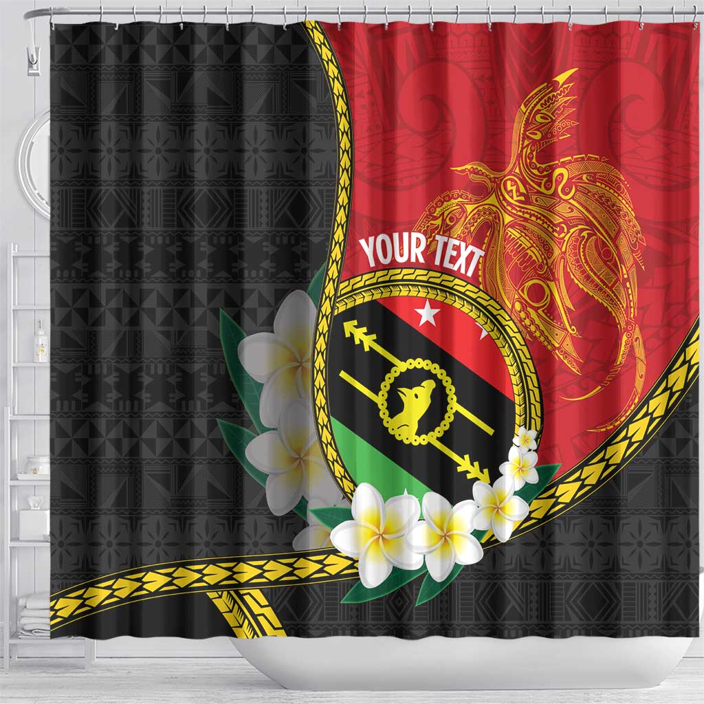 Personalised PNG Sauten Hailans Shower Curtain Papua New Guinea Plumeria Melanesian Pattern LT14 - Polynesian Pride