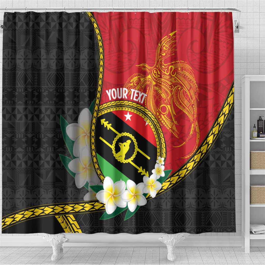 Personalised PNG Sauten Hailans Shower Curtain Papua New Guinea Plumeria Melanesian Pattern LT14 - Polynesian Pride