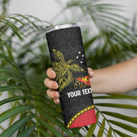 Personalised PNG Sauten Hailans Skinny Tumbler Papua New Guinea Plumeria Melanesian Pattern LT14 - Polynesian Pride
