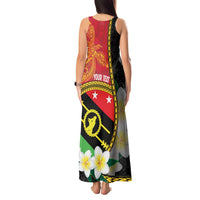 Personalised PNG Sauten Hailans Tank Maxi Dress Papua New Guinea Plumeria Melanesian Pattern LT14 - Polynesian Pride