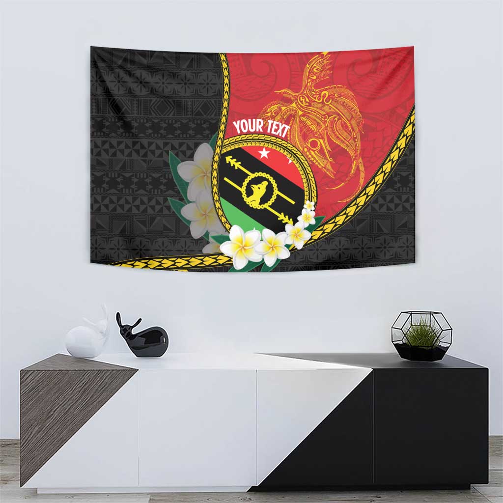 Personalised PNG Sauten Hailans Tapestry Papua New Guinea Plumeria Melanesian Pattern - Polynesian Pride