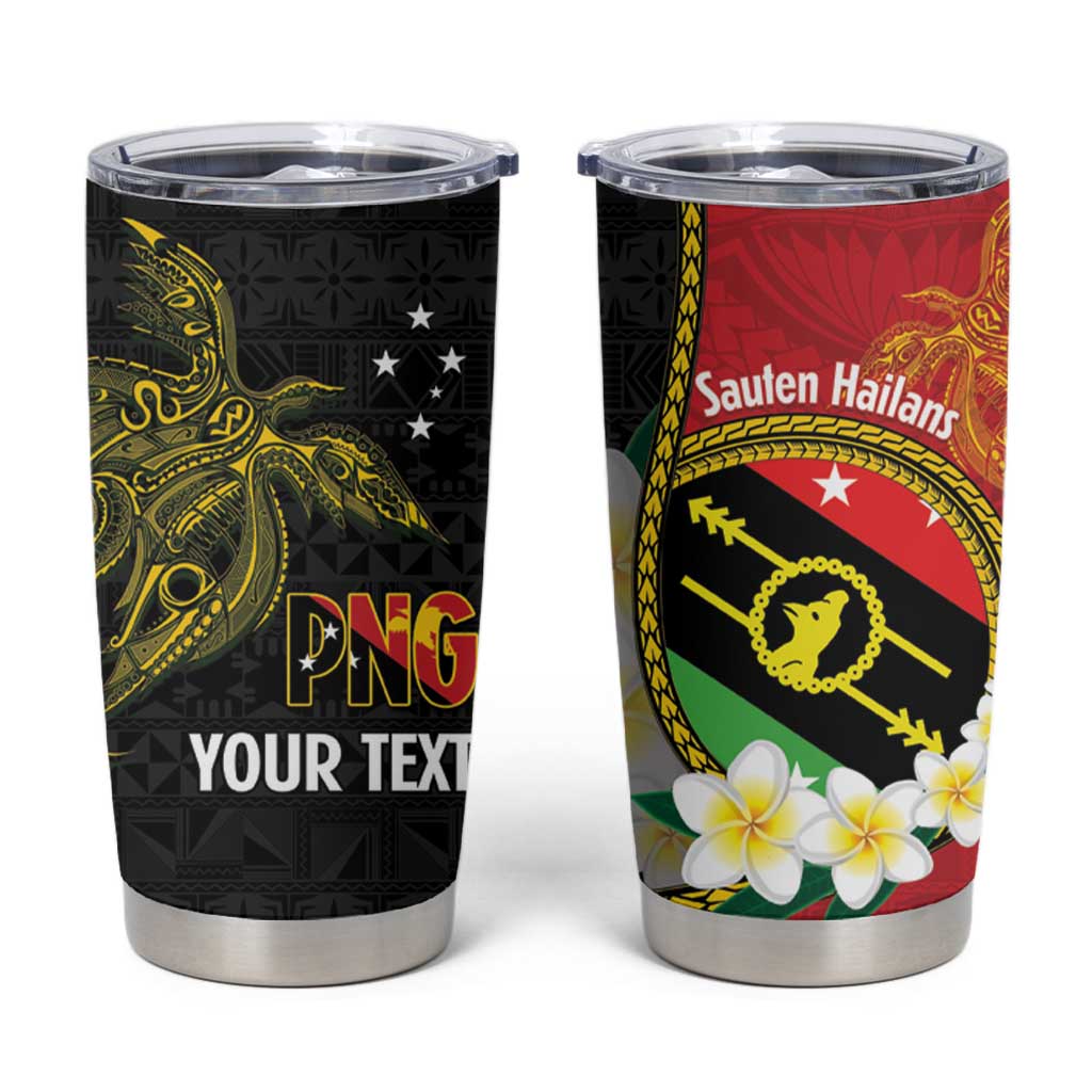 Personalised PNG Sauten Hailans Tumbler Cup Papua New Guinea Plumeria Melanesian Pattern LT14 Red - Polynesian Pride