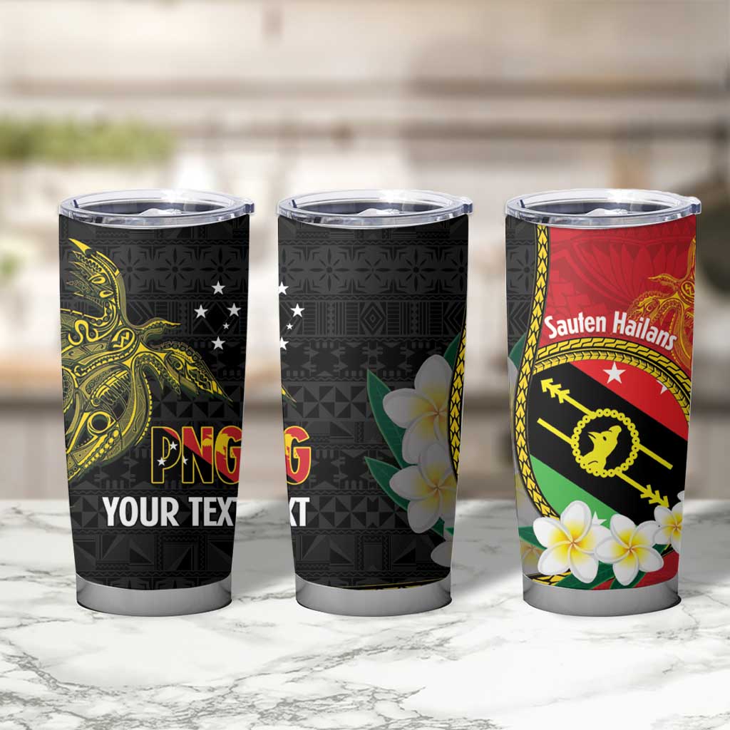 Personalised PNG Sauten Hailans Tumbler Cup Papua New Guinea Plumeria Melanesian Pattern LT14 - Polynesian Pride