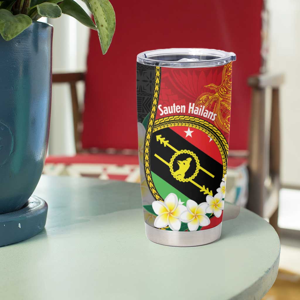 Personalised PNG Sauten Hailans Tumbler Cup Papua New Guinea Plumeria Melanesian Pattern LT14 - Polynesian Pride
