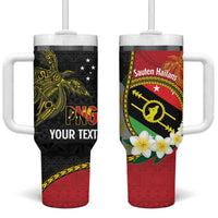 Personalised PNG Sauten Hailans Tumbler With Handle Papua New Guinea Plumeria Melanesian Pattern LT14 One Size: 40 oz Red - Polynesian Pride