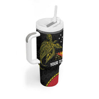 Personalised PNG Sauten Hailans Tumbler With Handle Papua New Guinea Plumeria Melanesian Pattern LT14 - Polynesian Pride