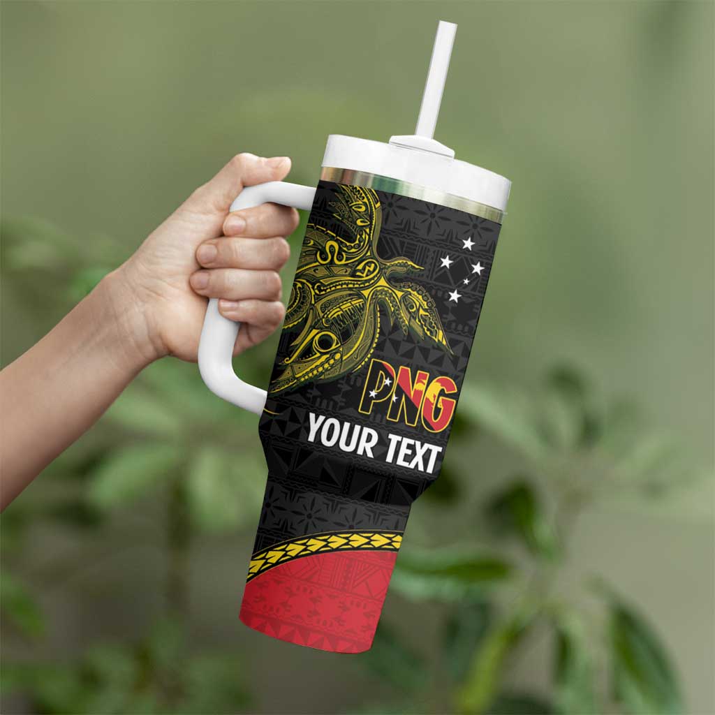Personalised PNG Sauten Hailans Tumbler With Handle Papua New Guinea Plumeria Melanesian Pattern LT14 - Polynesian Pride