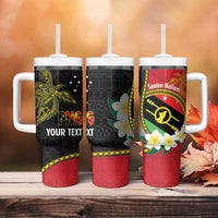 Personalised PNG Sauten Hailans Tumbler With Handle Papua New Guinea Plumeria Melanesian Pattern LT14 - Polynesian Pride