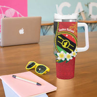 Personalised PNG Sauten Hailans Tumbler With Handle Papua New Guinea Plumeria Melanesian Pattern LT14 - Polynesian Pride