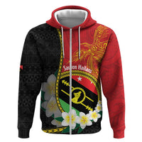 Personalised PNG Sauten Hailans Zip Hoodie Papua New Guinea Plumeria Melanesian Pattern LT14 Zip Hoodie Red - Polynesian Pride