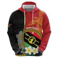Personalised PNG Sauten Hailans Zip Hoodie Papua New Guinea Plumeria Melanesian Pattern LT14 - Polynesian Pride