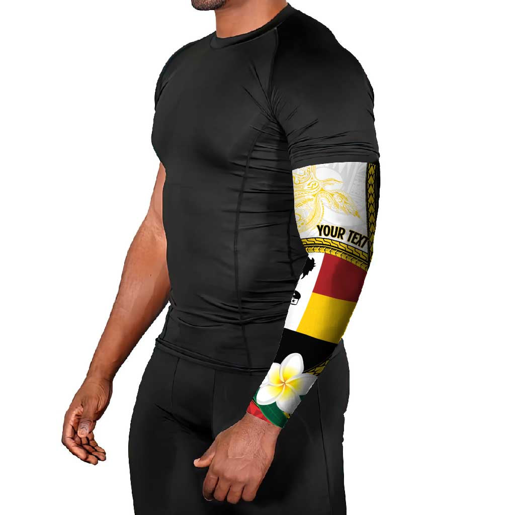 Personalised PNG Madang Provins Arm Sleeves Papua New Guinea Plumeria Melanesian Pattern - Polynesian Pride