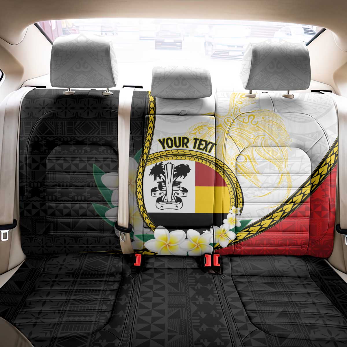 Personalised PNG Madang Provins Back Car Seat Cover Papua New Guinea Plumeria Melanesian Pattern LT14 - Polynesian Pride