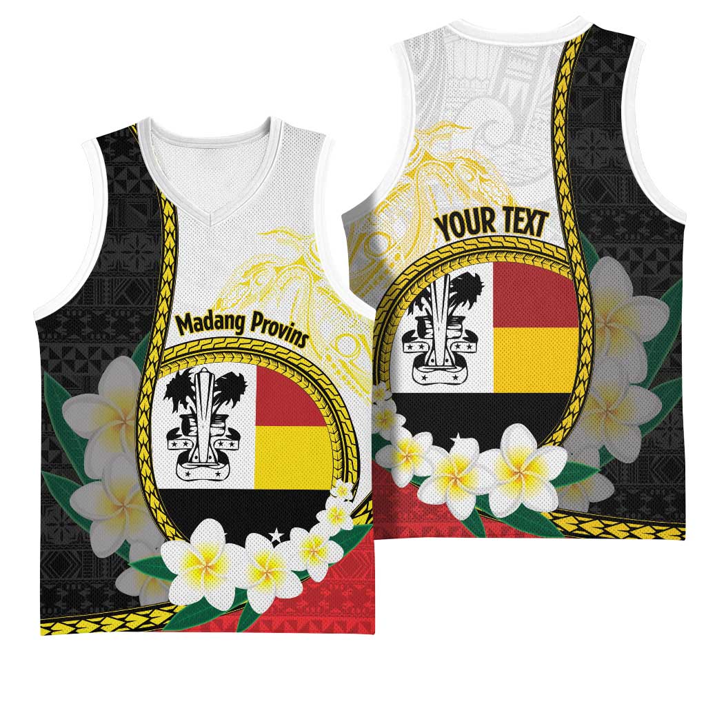 Personalised PNG Madang Provins Basketball Jersey Papua New Guinea Plumeria Melanesian Pattern LT14 - Polynesian Pride