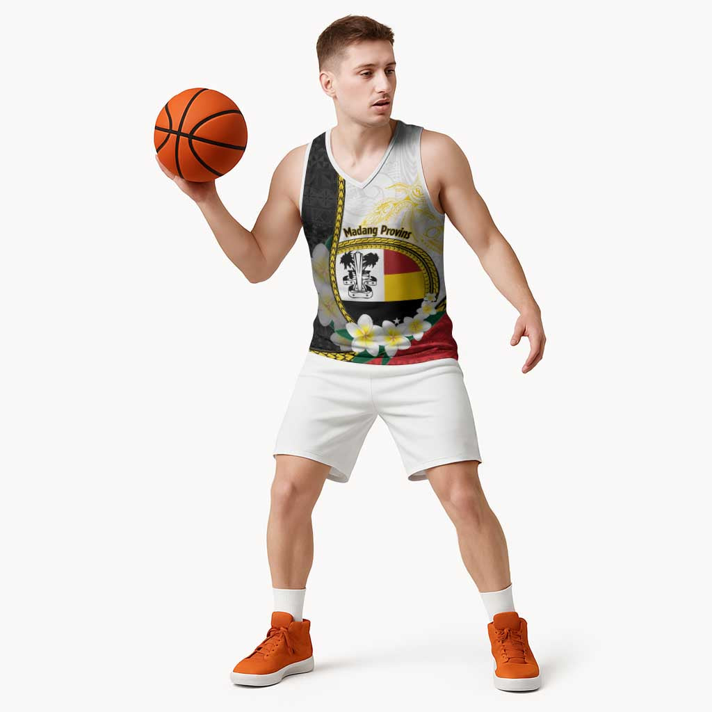 Personalised PNG Madang Provins Basketball Jersey Papua New Guinea Plumeria Melanesian Pattern LT14 - Polynesian Pride