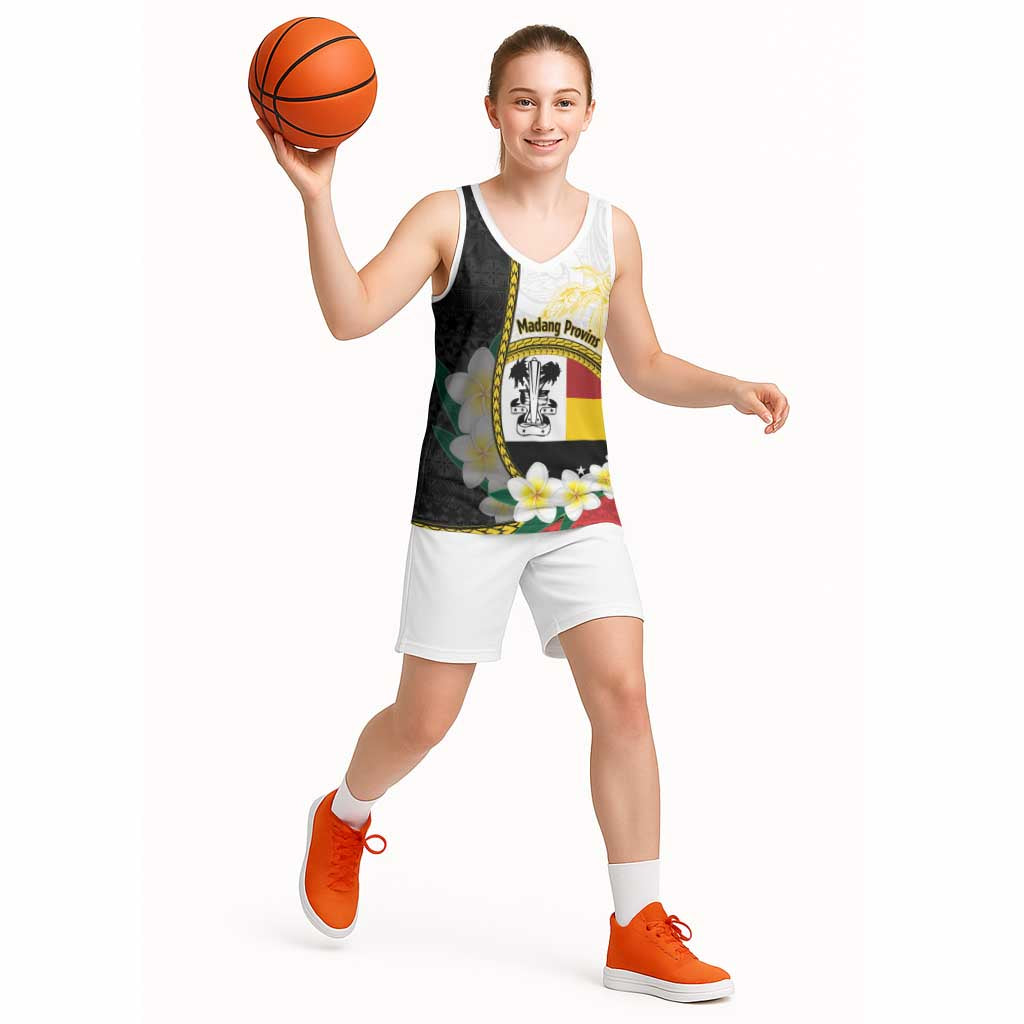 Personalised PNG Madang Provins Basketball Jersey Papua New Guinea Plumeria Melanesian Pattern LT14 - Polynesian Pride