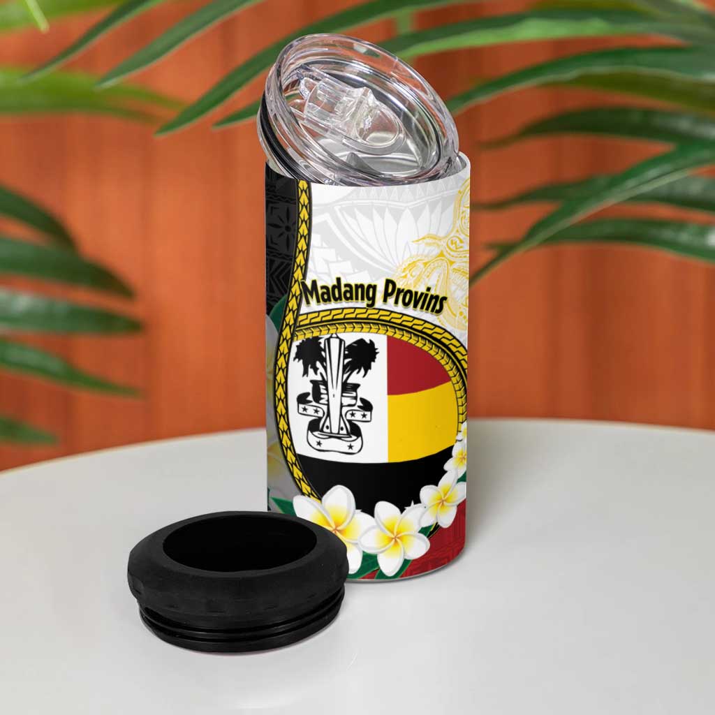 Personalised PNG Madang Provins 4 in 1 Can Cooler Tumbler Papua New Guinea Plumeria Melanesian Pattern LT14 - Polynesian Pride