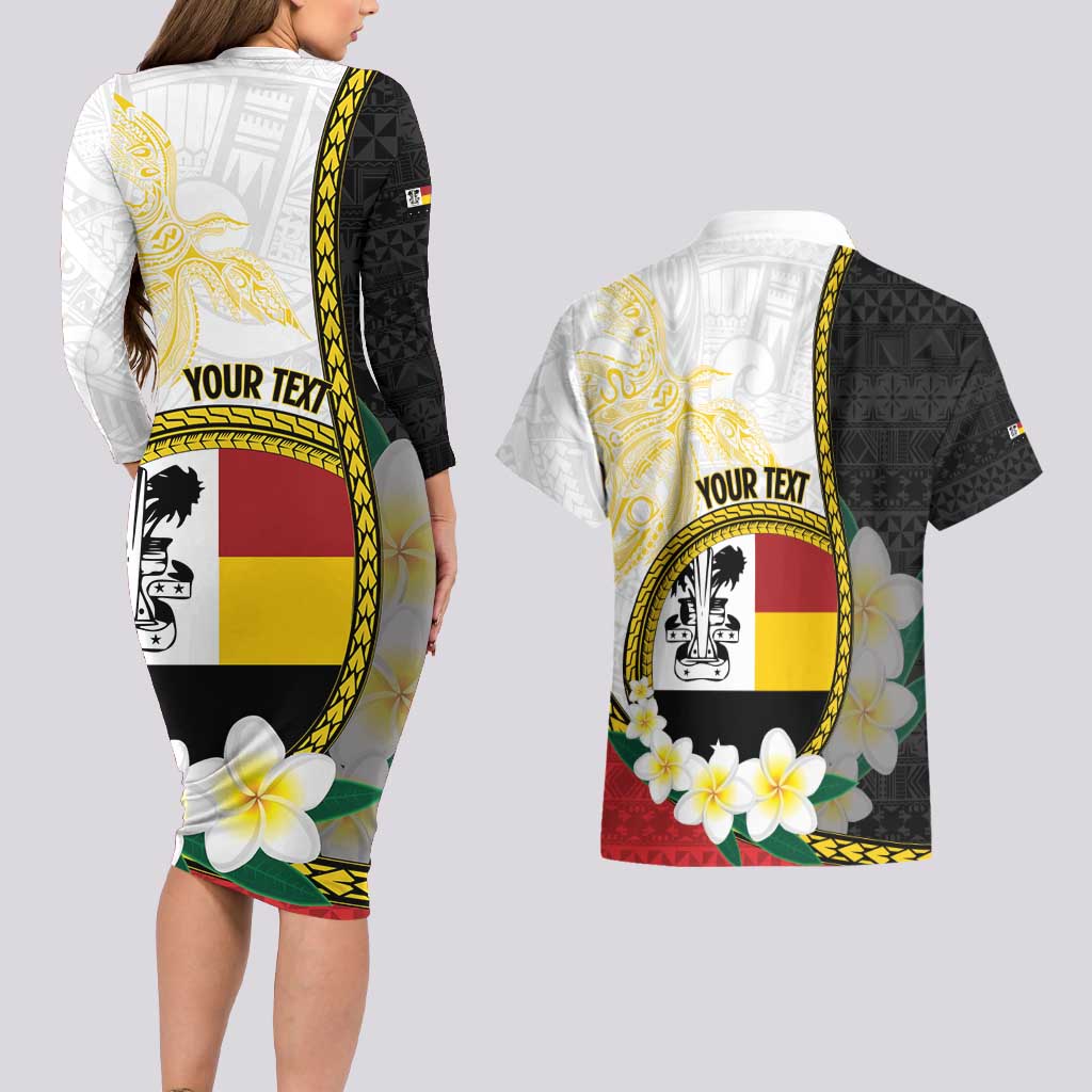 Personalised PNG Madang Provins Couples Matching Long Sleeve Bodycon Dress and Hawaiian Shirt Papua New Guinea Plumeria Melanesian Pattern LT14 - Polynesian Pride