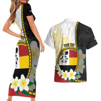Personalised PNG Madang Provins Couples Matching Short Sleeve Bodycon Dress and Hawaiian Shirt Papua New Guinea Plumeria Melanesian Pattern LT14 - Polynesian Pride