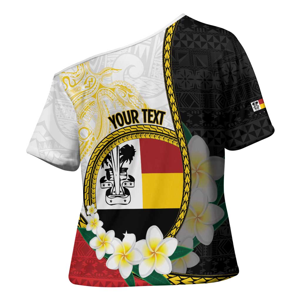 Personalised PNG Madang Provins Cross Shoulder Shirt Papua New Guinea Plumeria Melanesian Pattern LT14 - Polynesian Pride