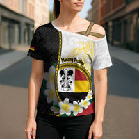 Personalised PNG Madang Provins Cross Shoulder Shirt Papua New Guinea Plumeria Melanesian Pattern LT14 - Polynesian Pride