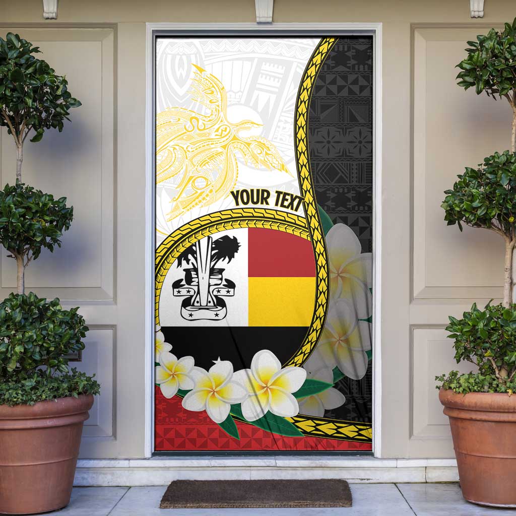 Personalised PNG Madang Provins Door Cover Papua New Guinea Plumeria Melanesian Pattern LT14 White - Polynesian Pride