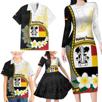 Personalised PNG Madang Provins Family Matching Long Sleeve Bodycon Dress and Hawaiian Shirt Papua New Guinea Plumeria Melanesian Pattern LT14 - Polynesian Pride