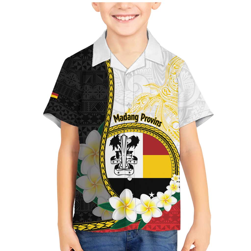 Personalised PNG Madang Provins Family Matching Mermaid Dress and Hawaiian Shirt Papua New Guinea Plumeria Melanesian Pattern LT14 Son's Shirt White - Polynesian Pride