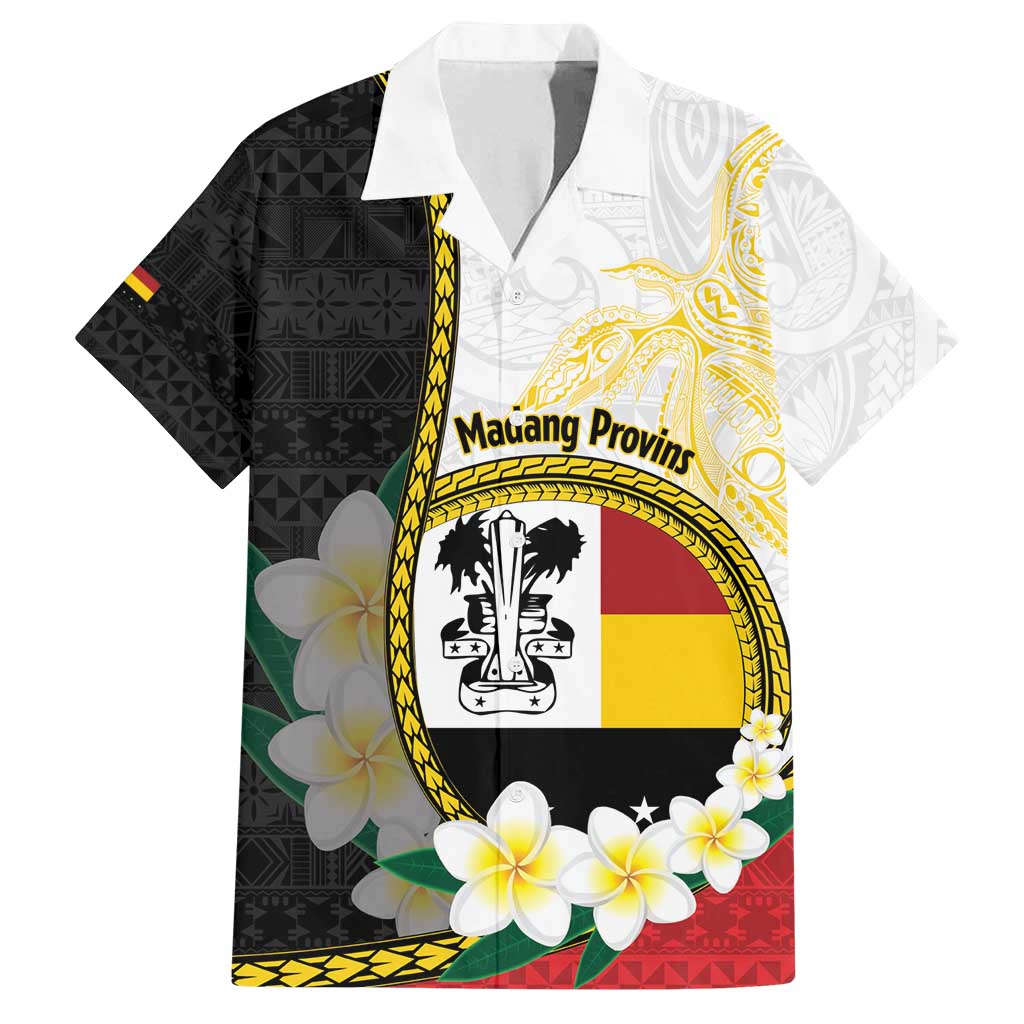 Personalised PNG Madang Provins Family Matching Off Shoulder Maxi Dress and Hawaiian Shirt Papua New Guinea Plumeria Melanesian Pattern LT14 Dad's Shirt - Short Sleeve White - Polynesian Pride