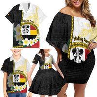 Personalised PNG Madang Provins Family Matching Off Shoulder Short Dress and Hawaiian Shirt Papua New Guinea Plumeria Melanesian Pattern LT14 - Polynesian Pride