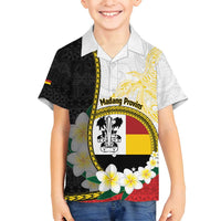 Personalised PNG Madang Provins Family Matching Puletasi and Hawaiian Shirt Papua New Guinea Plumeria Melanesian Pattern LT14 Son's Shirt White - Polynesian Pride