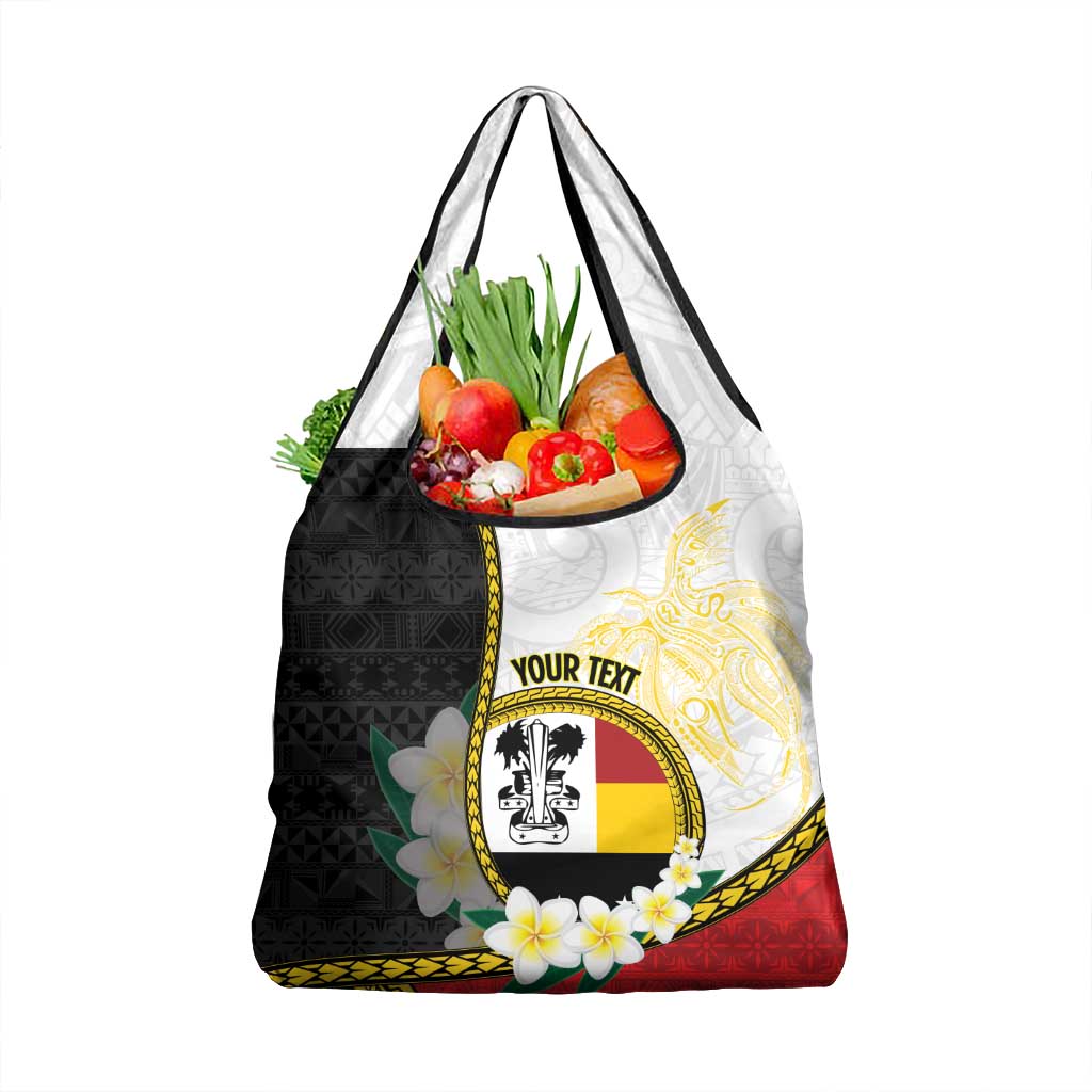 Personalised PNG Madang Provins Grocery Bag Papua New Guinea Plumeria Melanesian Pattern LT14 1-pack One Size White - Polynesian Pride