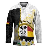 Personalised PNG Madang Provins Hockey Jersey Papua New Guinea Plumeria Melanesian Pattern LT14 Unisex White - Polynesian Pride