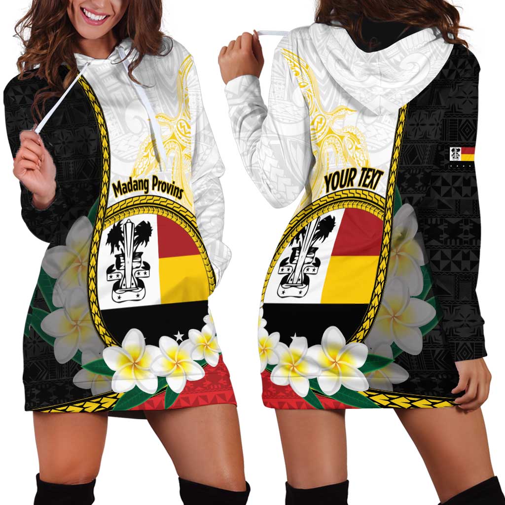 Personalised PNG Madang Provins Hoodie Dress Papua New Guinea Plumeria Melanesian Pattern LT14 - Polynesian Pride