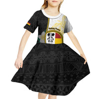 Personalised PNG Madang Provins Kid Short Sleeve Dress Papua New Guinea Plumeria Melanesian Pattern LT14 - Polynesian Pride