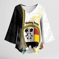 Personalised PNG Madang Provins Kimono Sleeve Blouse Papua New Guinea Plumeria Melanesian Pattern LT14 Female White - Polynesian Pride