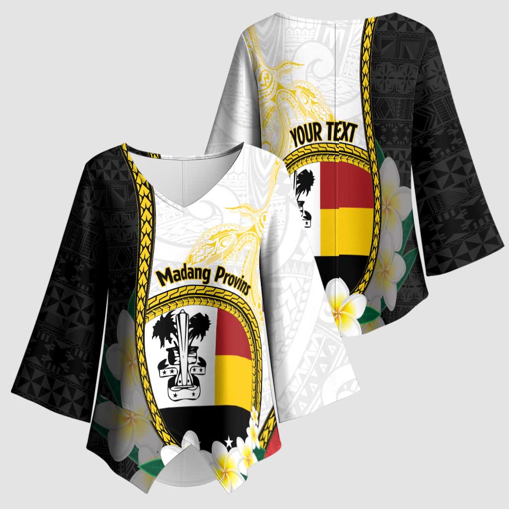 Personalised PNG Madang Provins Kimono Sleeve Blouse Papua New Guinea Plumeria Melanesian Pattern LT14 - Polynesian Pride
