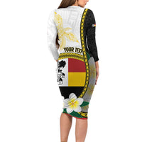 Personalised PNG Madang Provins Long Sleeve Bodycon Dress Papua New Guinea Plumeria Melanesian Pattern LT14 - Polynesian Pride