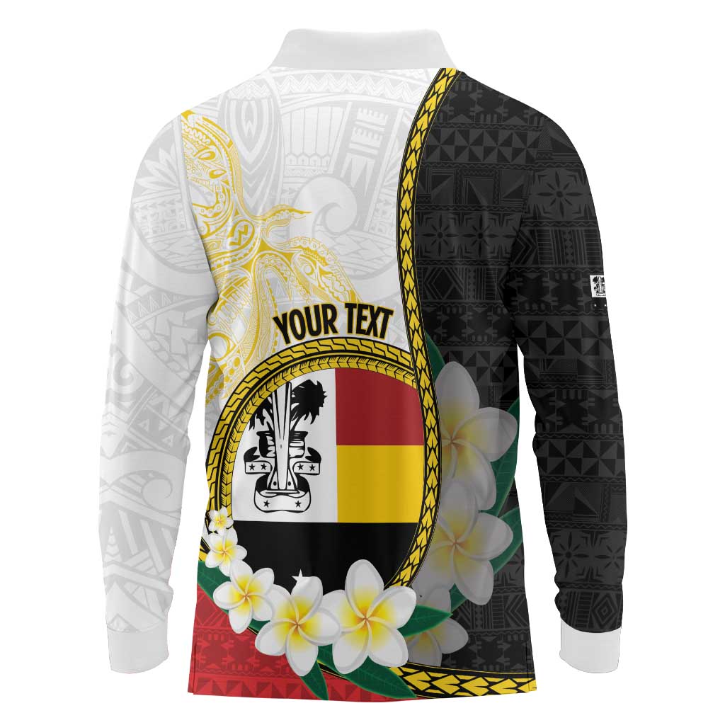 Personalised PNG Madang Provins Long Sleeve Polo Shirt Papua New Guinea Plumeria Melanesian Pattern LT14 - Polynesian Pride