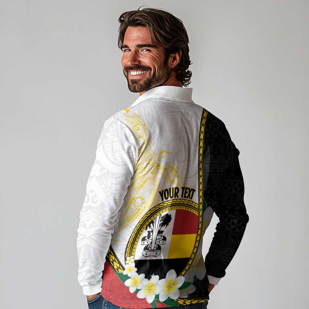 Personalised PNG Madang Provins Long Sleeve Polo Shirt Papua New Guinea Plumeria Melanesian Pattern LT14 - Polynesian Pride