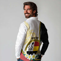 Personalised PNG Madang Provins Long Sleeve Polo Shirt Papua New Guinea Plumeria Melanesian Pattern LT14 - Polynesian Pride
