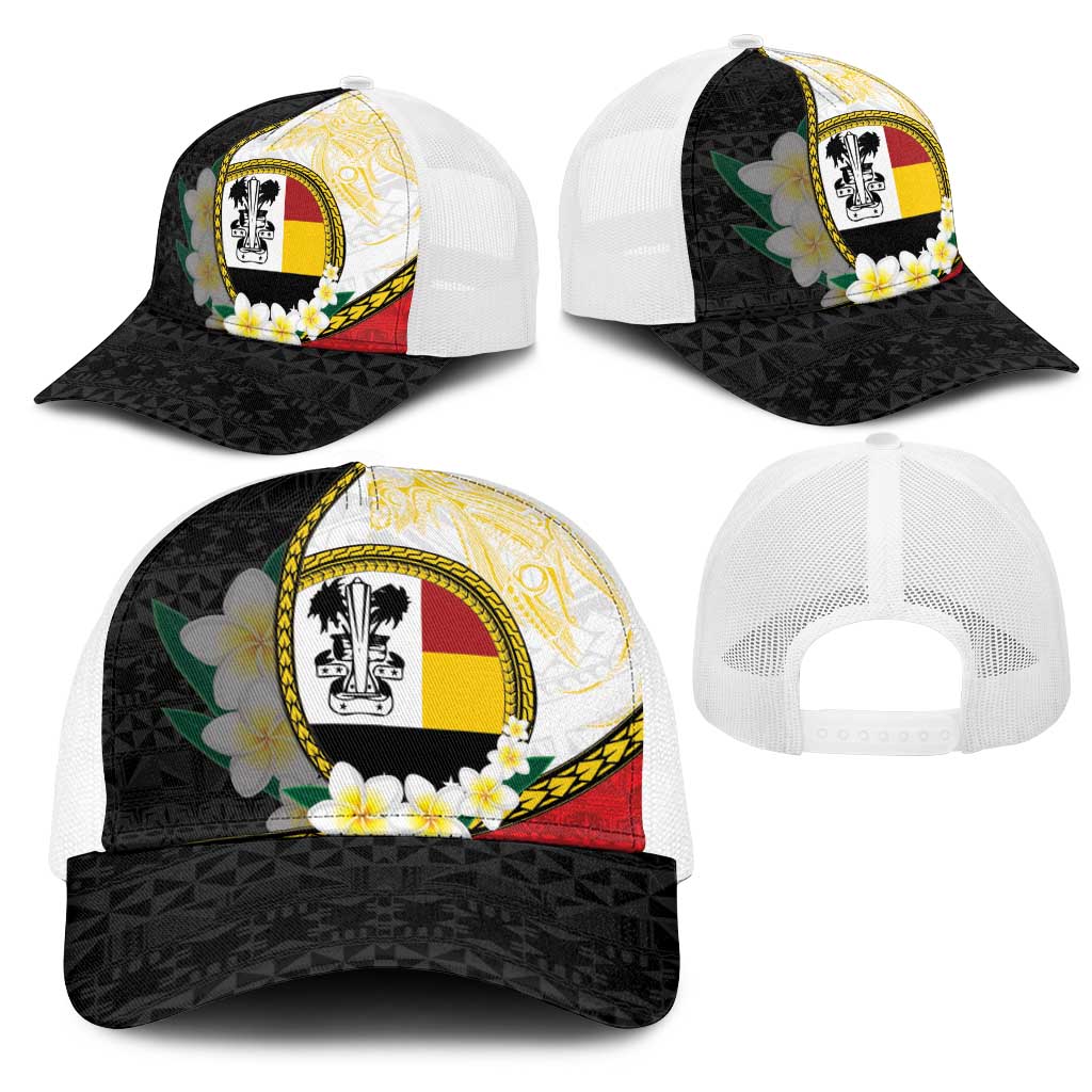 PNG Madang Provins Mesh Trucker Cap Papua New Guinea Plumeria Melanesian Pattern - Polynesian Pride