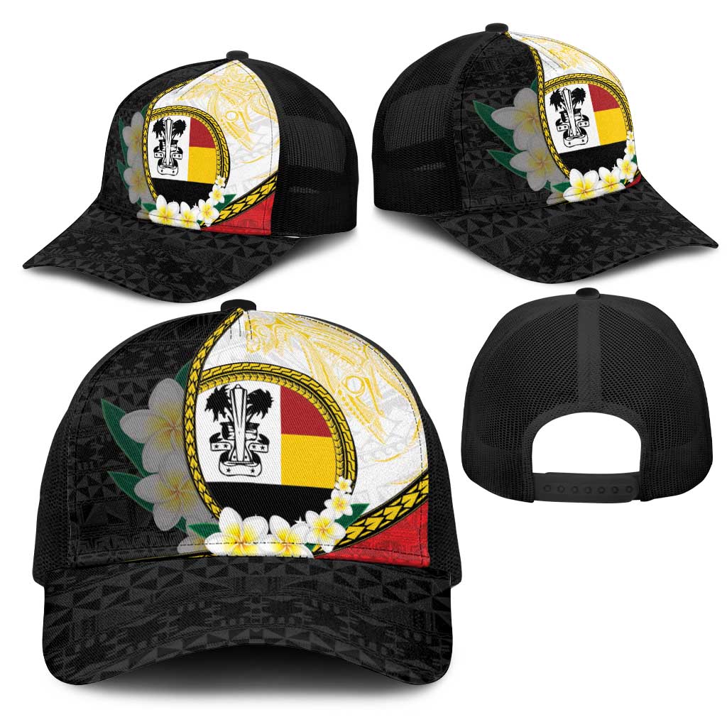PNG Madang Provins Mesh Trucker Cap Papua New Guinea Plumeria Melanesian Pattern - Polynesian Pride